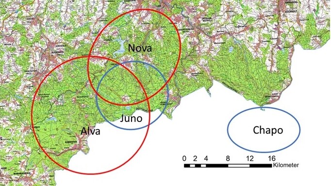 © Landesamt für Geobasisinformation Sachsen (GeoSN), 2024; Senckenberg Museum für Naturkunde Görlitz Karte mit eingekreisten Gebieten